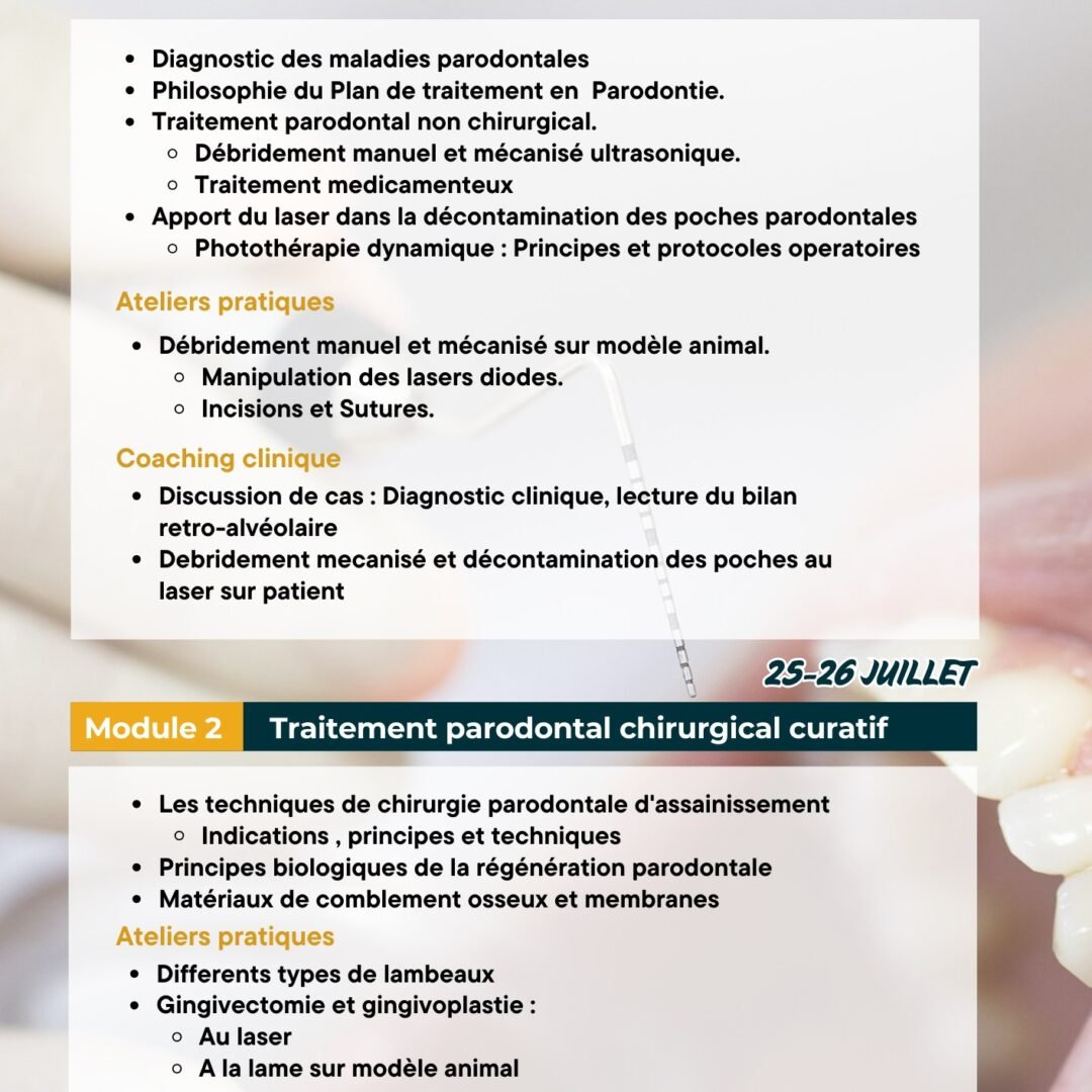 Diplôme Universitaire de Parodontologie 2025,