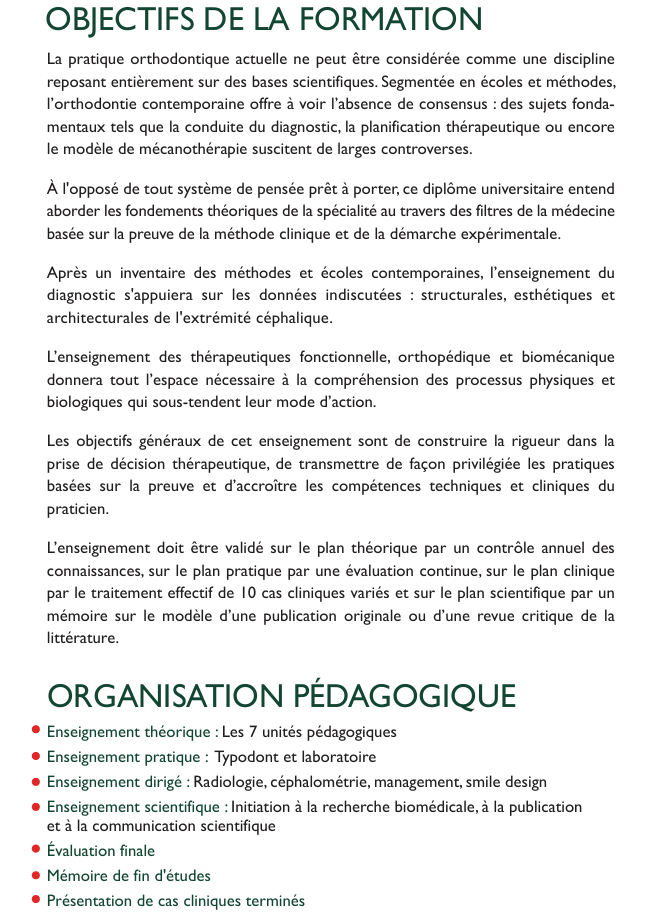 D.U Européen Clinique D'Orthodontie De L'Enfant Et De L'Adulte