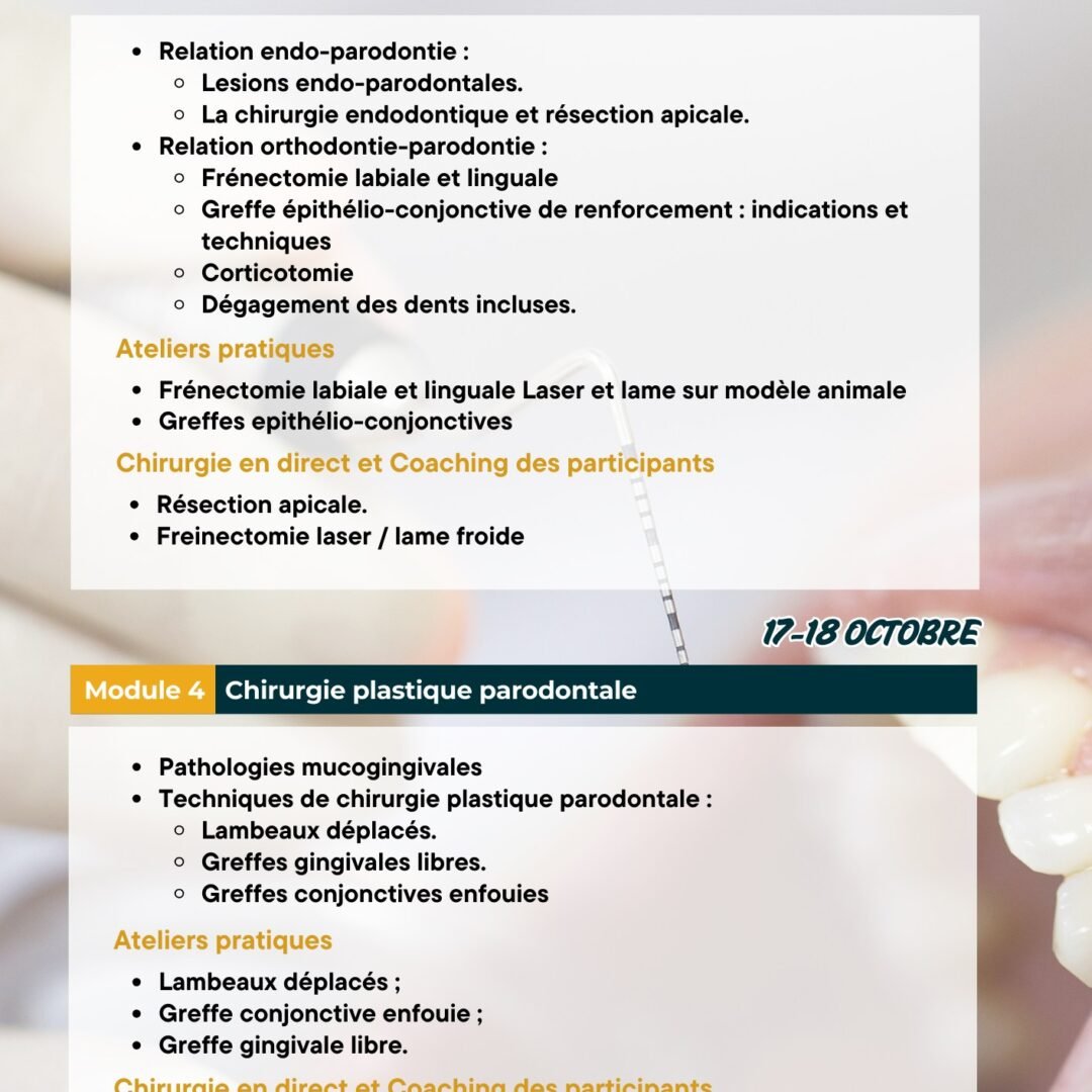 Diplôme Universitaire de Parodontologie 2025,