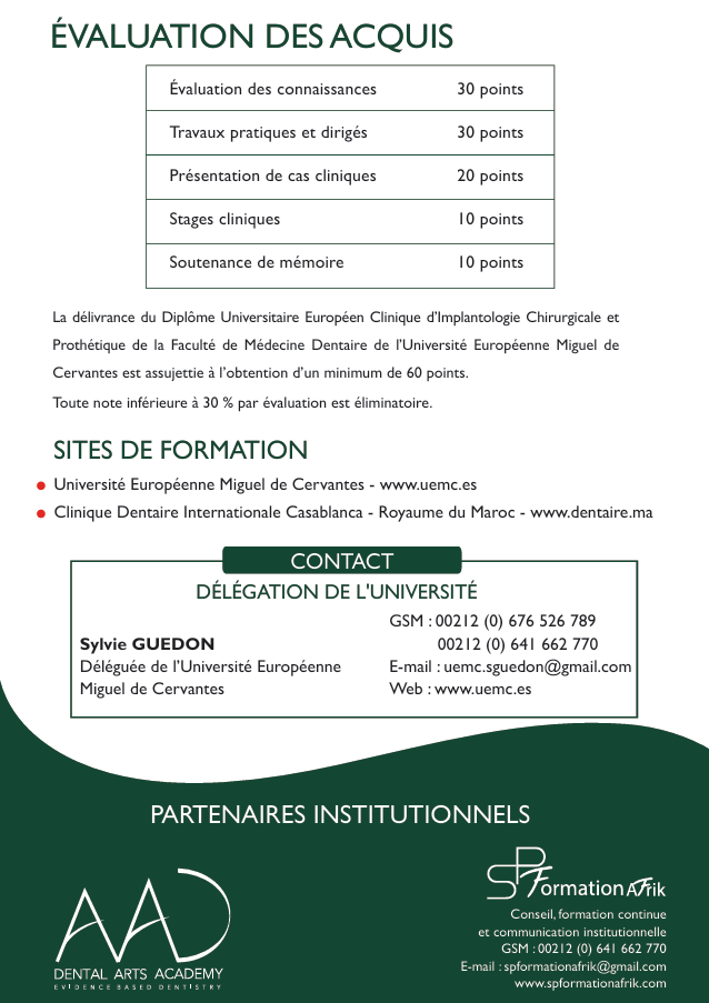D.U Européen Clinique D'Implantologie Chirurgicale Et Prothétique