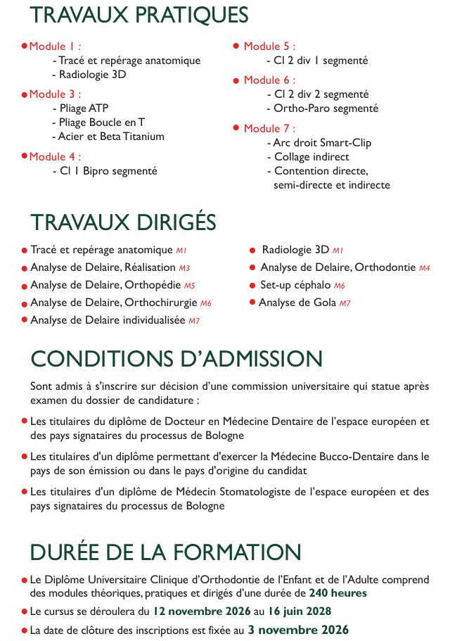 D.U Européen Clinique D'Orthodontie De L'Enfant Et De L'Adulte