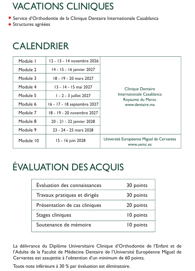 D.U Européen Clinique D'Orthodontie De L'Enfant Et De L'Adulte