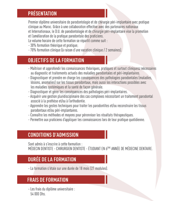 (UIASS) D.U. En Parodontologie et de Chirurgie Péri-implantite
