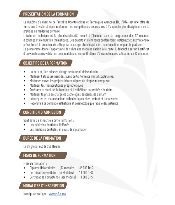 (UIASS) D.U. Prothèse Odontologique Et Techniques Avancées