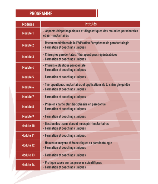 (UIASS) D.U. En Parodontologie et de Chirurgie Péri-implantite