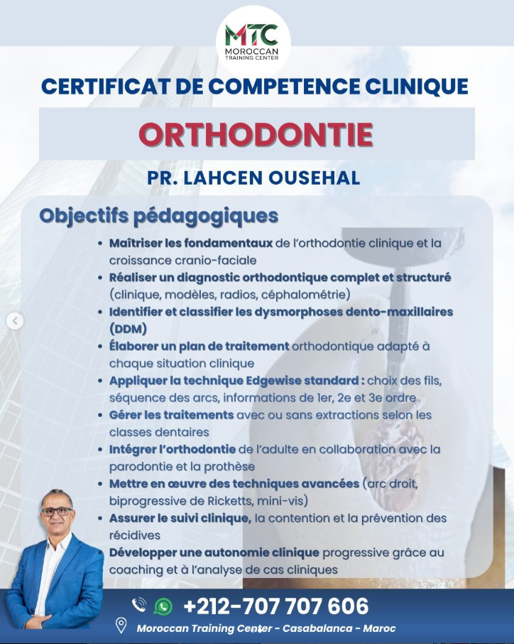 Certificat de compétence clinique en Orthodontie