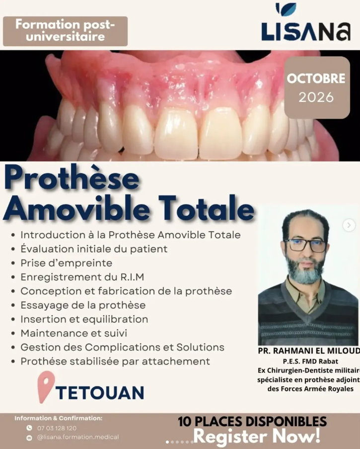 🎓 Formation en Prothèse Amovible ( Partielle et totale ) – 2ème Édition
